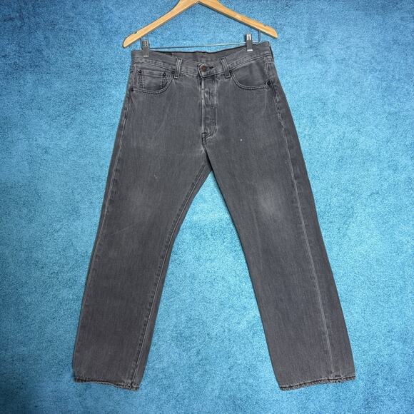 Levi’s 501 Men’s Jeans 34x30 Gray Straight Leg Button Fly Denim Fits 32x25.5 - Picture 1 of 16
